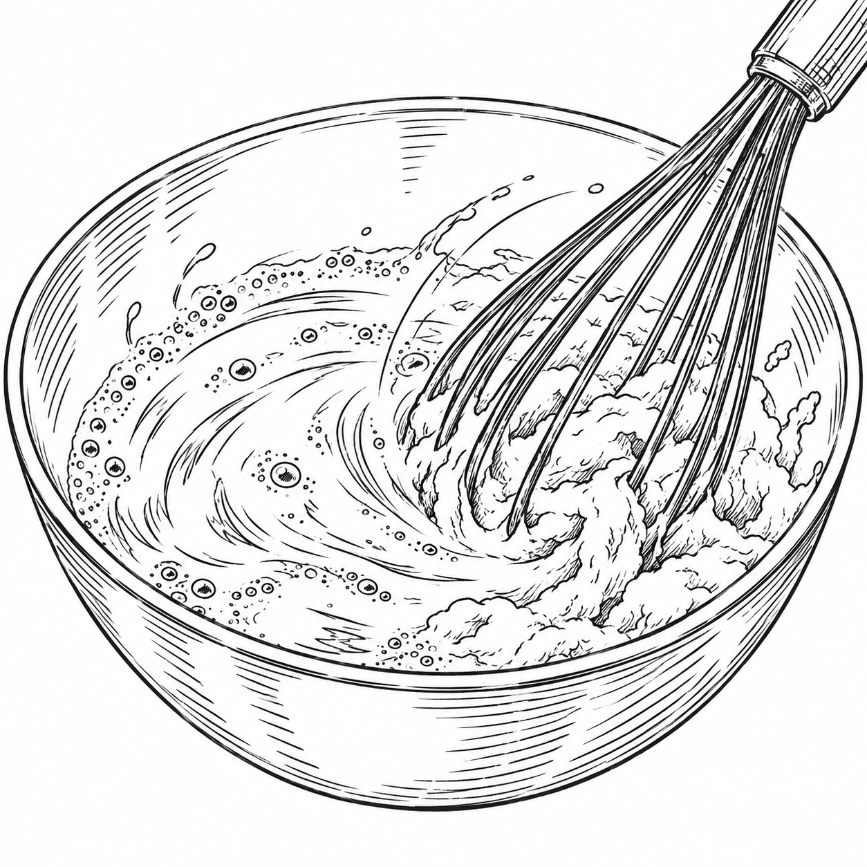 Notebook sketch of an egg and whisk beside a soft set curd, showing proteins changing with heat